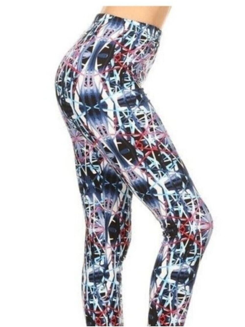 LEGGINGS DEPOT Purple & Pink Abstract Print full length Leggings Size 10 NWT